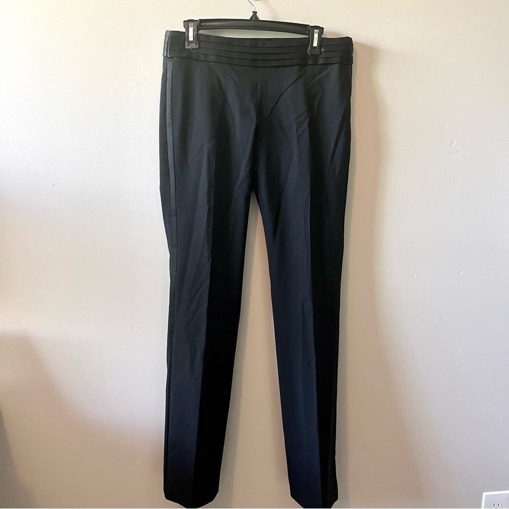 BANANA REPUBLIC Solid Black Logan Fit Trouser with Satin Waist Band Size 4 Long